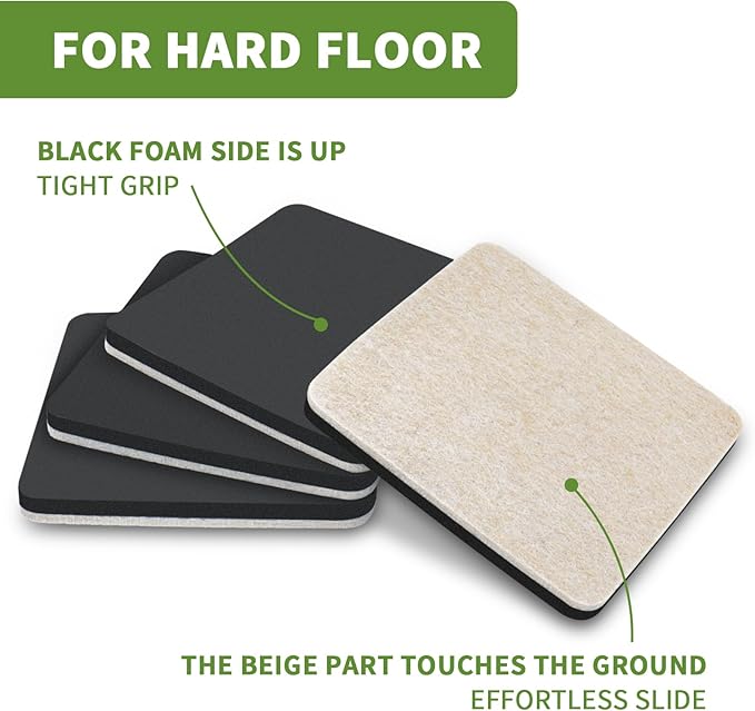 COVERCORNER Furniture Sliders for Hardwood Floors 8 PCS - 5 inch Square Sliders for Moving Furniture – Felt Furniture Pads for Hardwood Floors
