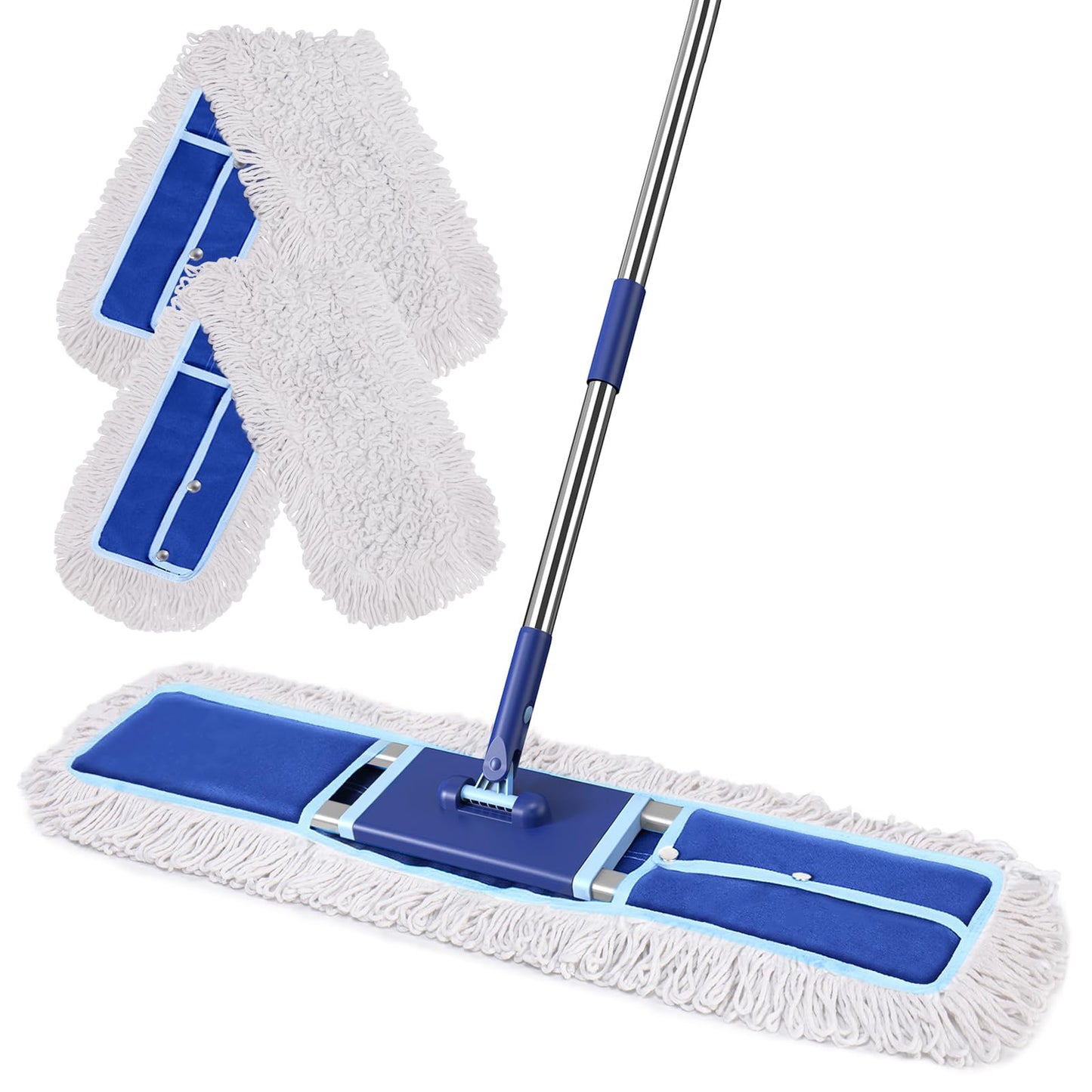 EHADOO 36" Commercial Dust Mop: Dry Dust Broom for Hardwood Floors Cleaning - 2 Reausable Mop Pads 59" Long Handle Heavy Duty Frame - Professional Cleaning Supplies for Hotel Warehouse School Janitor