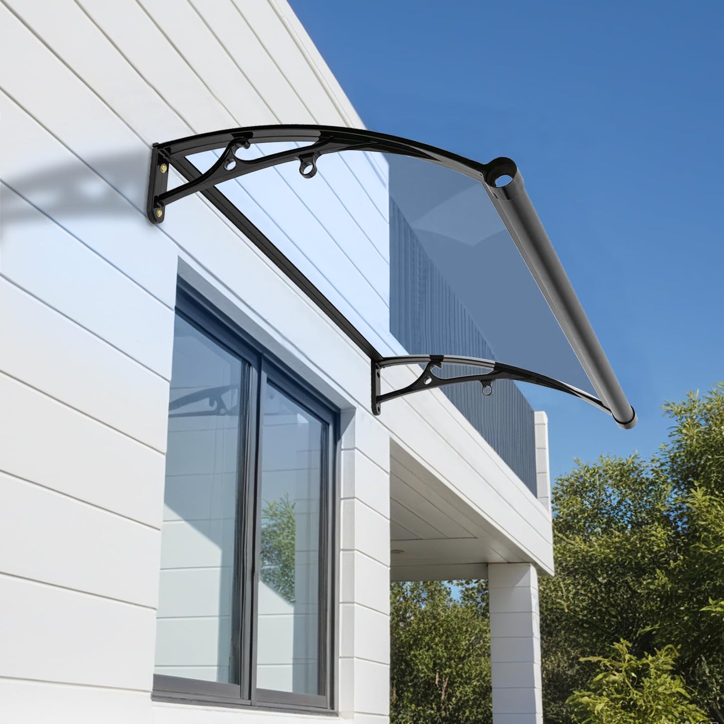 Awning for Door Entrance - Aluminum Bracket awnings for Doors Canopy Metal awnings for Windows Outside Front Doors/Window Overhang porches 24x32in Awning Canopy for Patio/Deck/Cellar UV/Rain