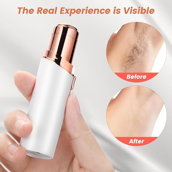 Facial Hair Removal for Women, Device, Remover Women Face, Finishing Touch Upper Lips, Chin & Cheeks, USB Rechargeable with LED LightIncluded Two Replacement Heads（White）