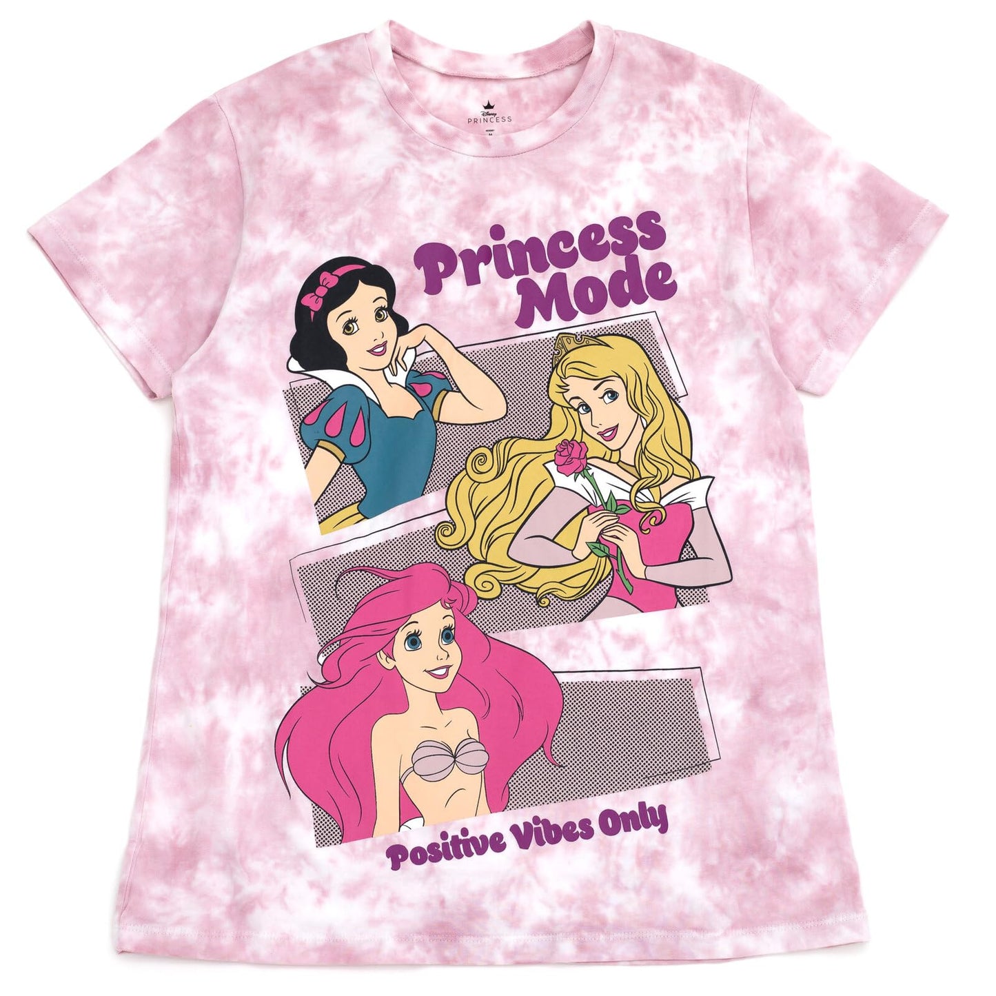 Disney Princess Snow White Aurora Ariel Womens Matching Family T-Shirt Tie Dye Lavender Princess Mode X-Small