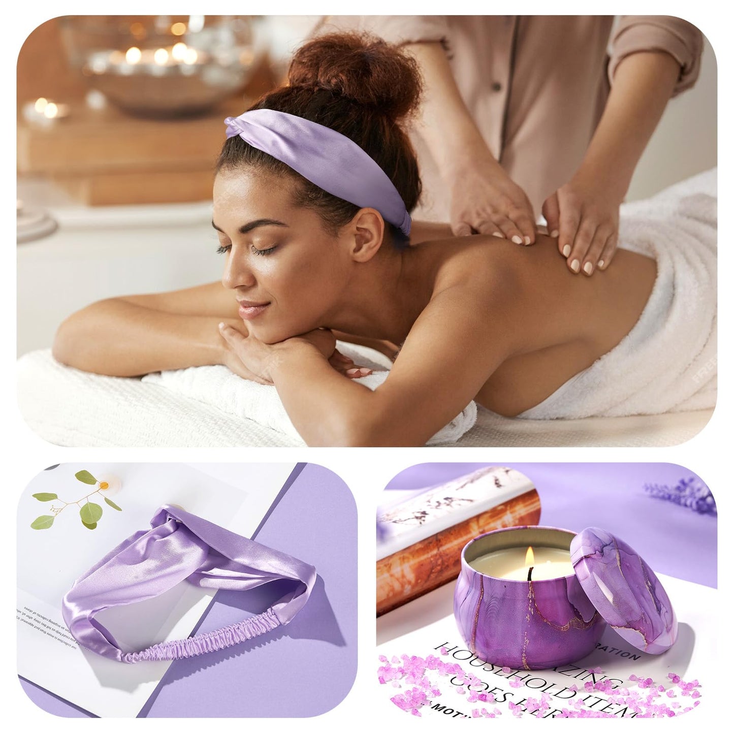 YFONG Spa Gifts for Women, Happy Birthday Gifts for Women, Self Care Get Well Soon Gifts Basket for Mom, Wife, Girlfriend, Sister, Best Friends, Thinking of You Purple Relaxing Gift Set - Lavender