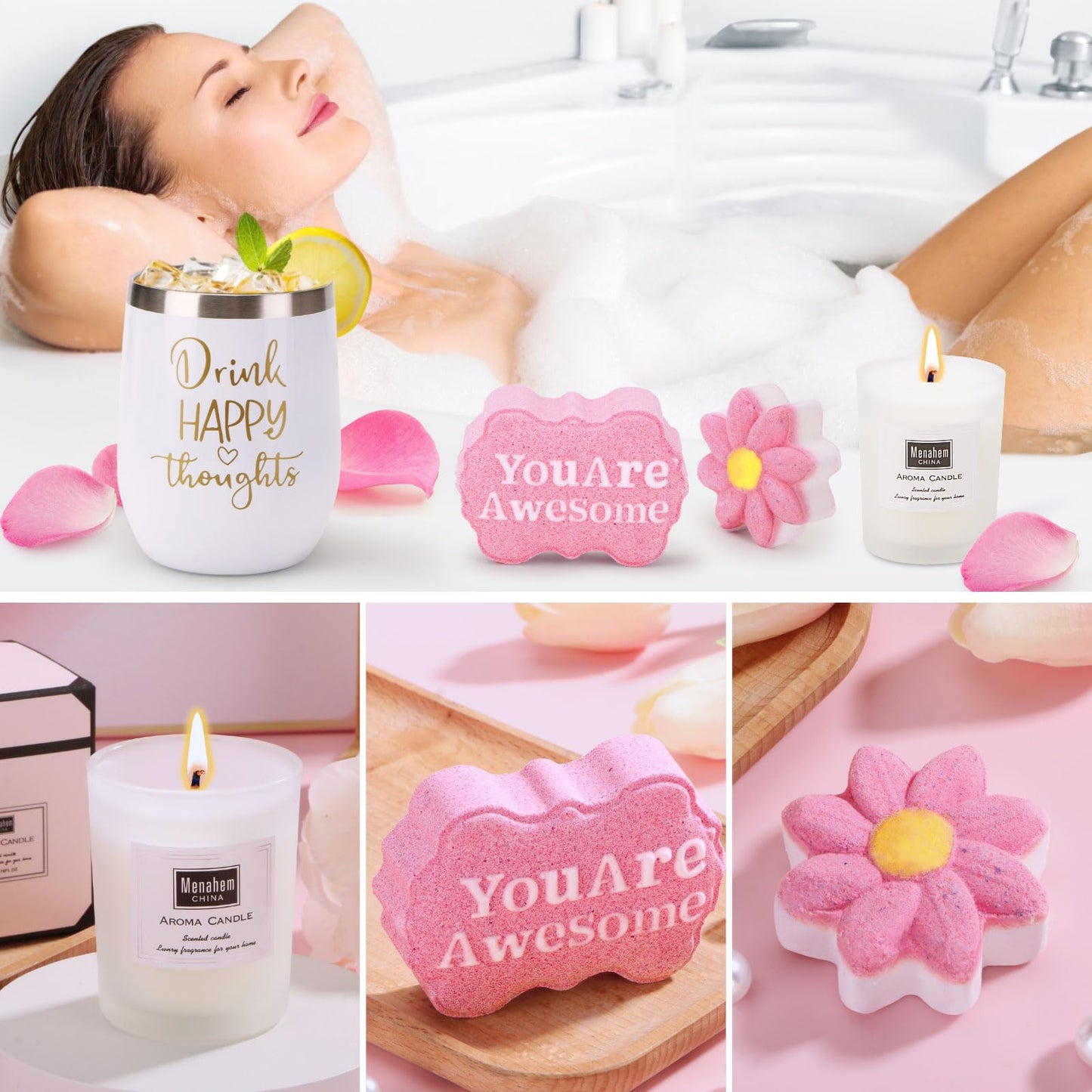 Self Care Gifts for Women Get Well Soon Gift Baskets, Birthday Gifts for Women Care Package, Unique Relaxing Spa Christmas Presents for Mom, Best Friend, Sister, Thinking of You