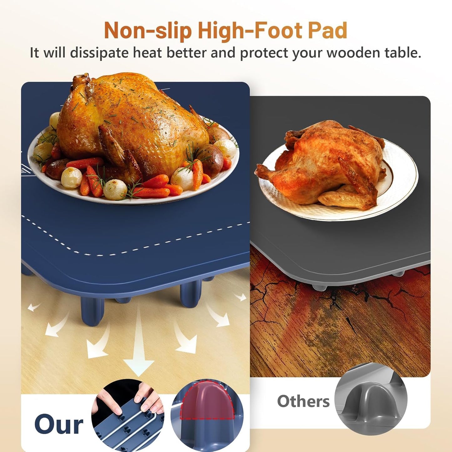 HomCozy Food Warmer Mat with Full Surface Heating, Rollable & Portable Warming Tray, 3 Temperature Settings & Child Lock, Premium Silicone Warmer Mat for Parties, Family Gatherings, Daily Use