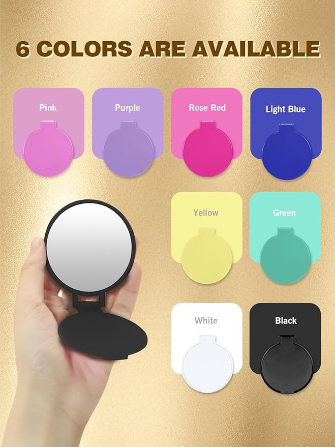 Qislee Compact Mirror Bulk, Pocket Small Mini Folding Mirrors for Purse, 200 Packs (8 Colors)