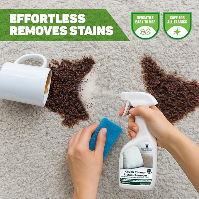Couch Cleaner and Stain Remover Spray – Professional Strength, Multi-Surface Fabric and Upholstery Cleaner – Pet-Safe, Non-Toxic, Quick-Drying for Couches, Sofas & Car Interiors