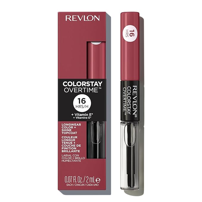 Revlon Liquid Lipstick with Clear Lip Gloss, ColorStay Overtime Lipcolor, Stocking Stuffer for Women, 380 Always Sienna, 0.07 fl oz