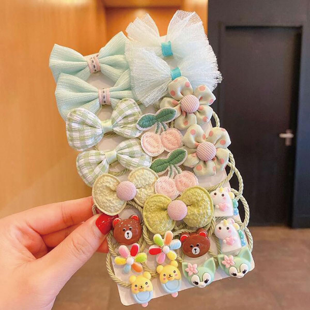 Likeggoad Cute Cartoon Elastic Hair Ties for Baby Girls, Rubber Bands Hair Bands Ropes Ponytail Holder for Toddlers (Random 2 Sets, Mixed Styles)