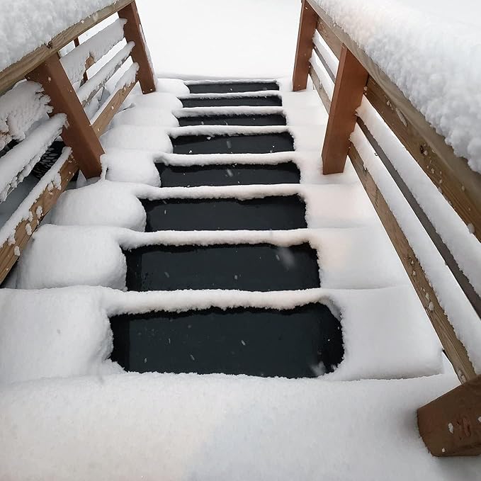 HeatTrak Heated Snow Melting Mat with Power Cord for Stairs - Heated Outdoor Mats - Electric Snow Melting Mats for Winter Snow and Ice Removal - No-Slip Stair Heating Mats (10" x 48")