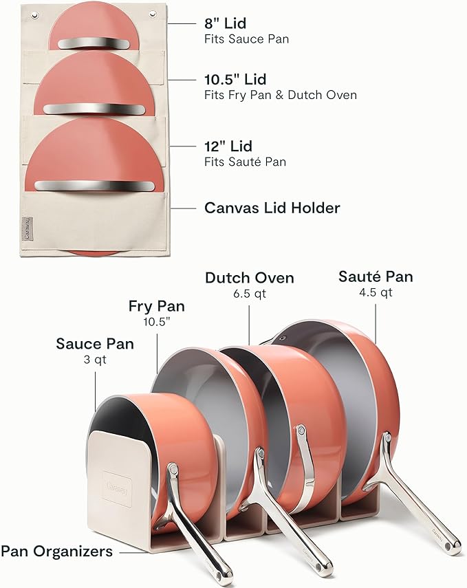 Caraway 23-Piece Nonstick Ceramic Cookware & Bakeware Set – Pots, Frying Pans, Lids, Baking Sheets, Pans, Cooling Rack & Storage – Oven Safe, Non-Toxic – Compatible with All Stovetops - Perracotta