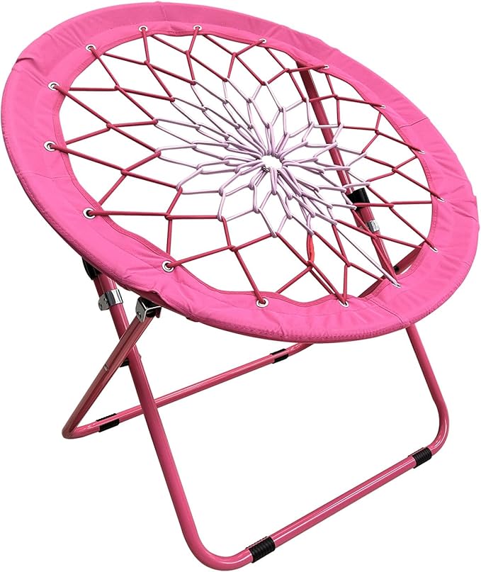 CAMP SOLUTIONS Bungee Chair Portable Foldable, Dish Chair Bunjo Game Chair for Outdoor and Indoor and Camping and BBQ (Pink)