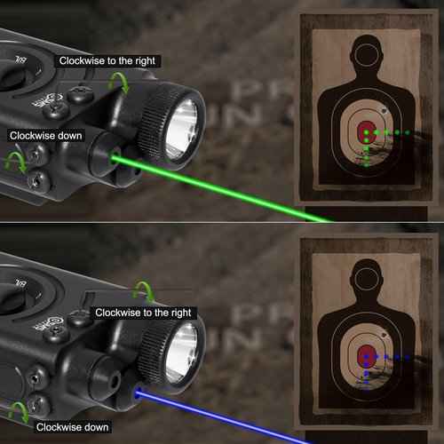 1200 Lumens Tactical Flashlight Dual Laser Combo for Rifle, with Momentary/Constant/Strobe Model, Green and Blue Laser & Tactical Flashlight Multi-Function Combo, with 9-inch Remote Pressure Switch