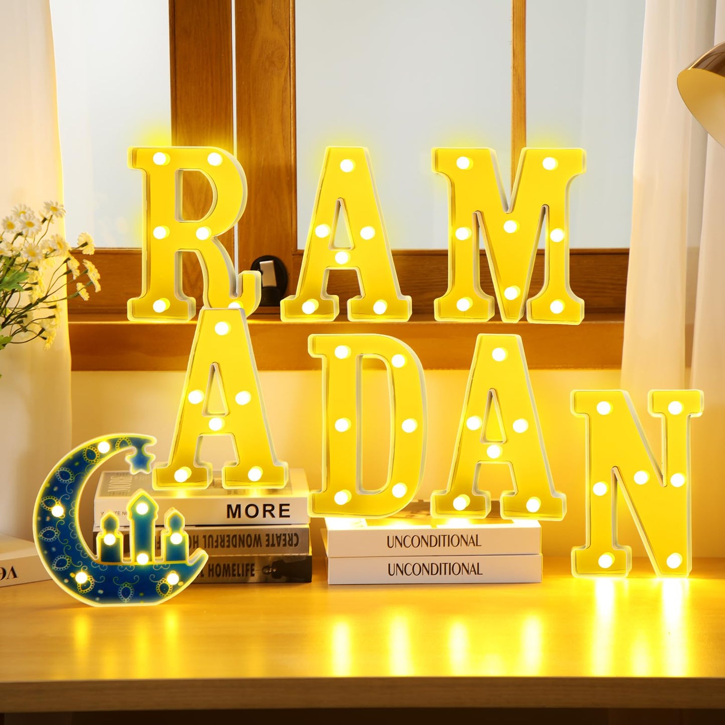 Aurelema Anniversary Decorations LED Letter Sign Lights Battery Powered Table Decorations for Party Club Restaurant Wall Decor