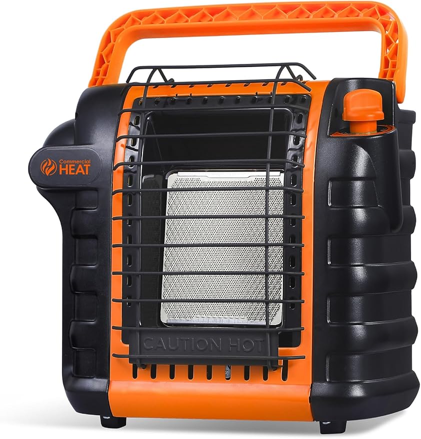 Commercial Heat 9000 BTU Portable Propane Heater for Outdoor or Indoor Use, Patio Heater for Up To 300 Sq. Ft., 2 Heat Set...