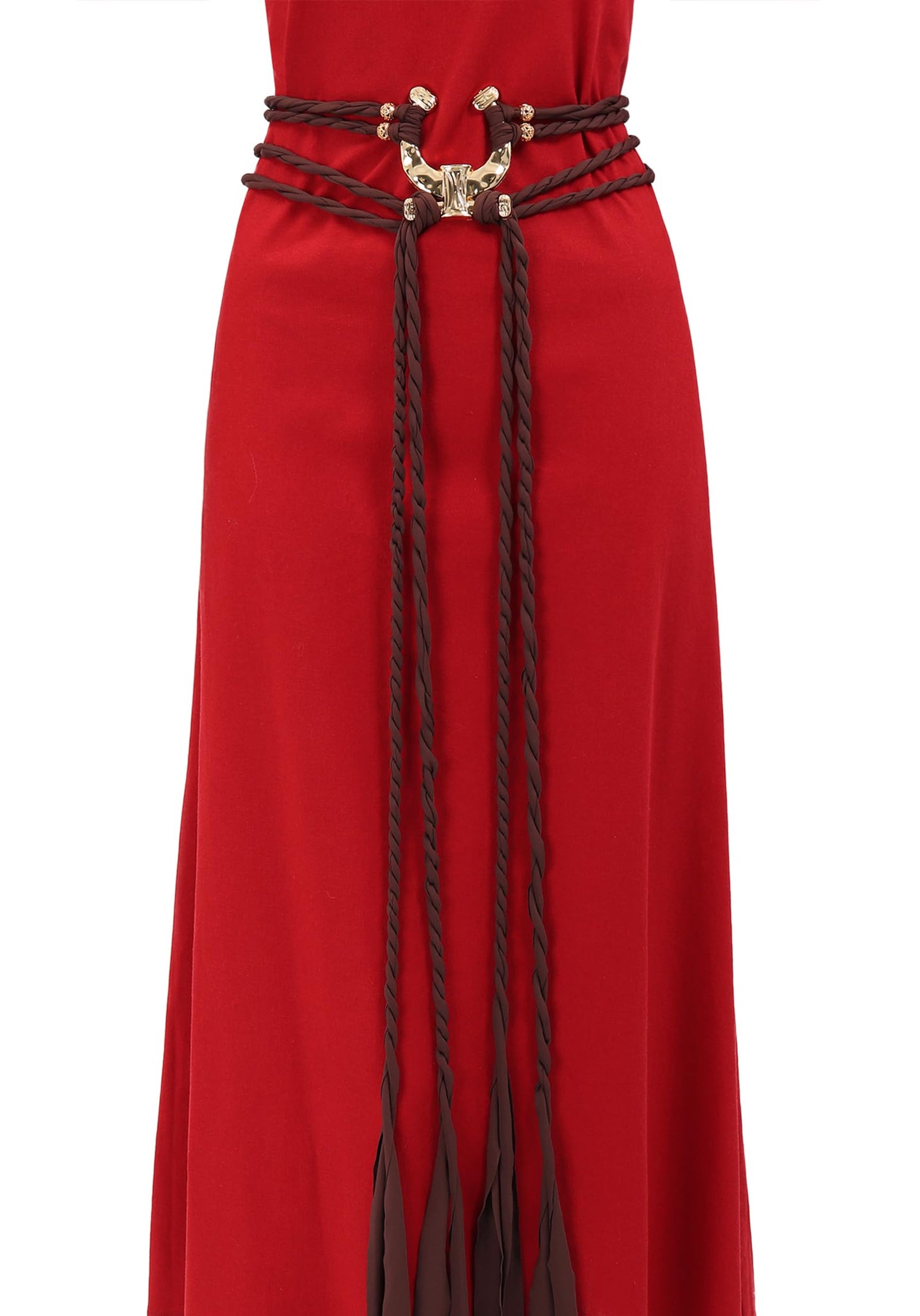 KUOIN Renaissance Troll Cross Belt, Women Medieval Witch Pagan Rope Waist Chain Sash Costume Accessory for Dress (A)