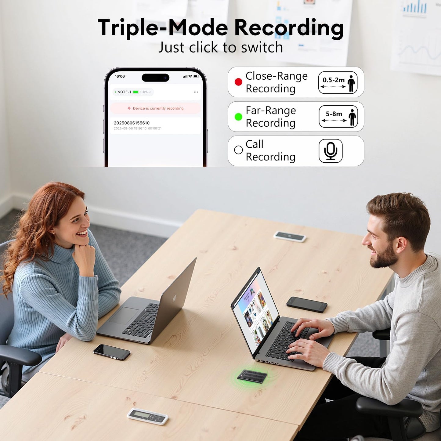 Ai Voice Recorder, Free Transcribe & Summarize With Ai Technology, Digital Voice Recorder W/Case, App Control, Support 101 Langu