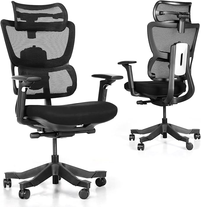 Motostuhl S3P Ergonomic Office Chair with High-Density Foam Seat & VTS Sliding Backrest - High Back Desk Chair with 150° Recline, 3D Cantilever Headrest, Adaptive Lumbar Support for Home Office