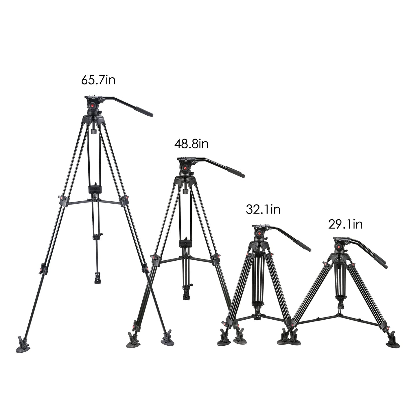 MagicLine 65.7" Aluminum Video Tripod,Heavy Duty Camera Tripod Stand with 2 Handles & 360°Fluid Head & Adjustable Metal Middle Spreader,2 QR Plates for DSLR Camcorder Cameras(Max Load 26.5 lb)