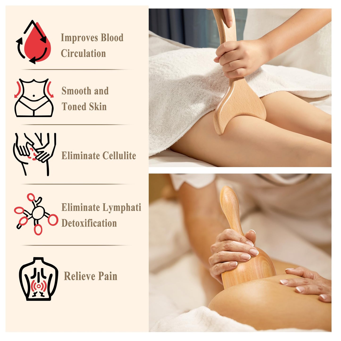 7-in-1 Wood Therapy Massage Tools Lymphatic Drainage Massager for Muscle Pain Relief | Maderoterapia Kit Body Sculpting Tools for Anti-Cellulite, Body Shaping
