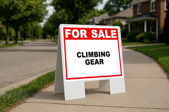 Climbing Gear For Sale Whte Red Black Folding Coroplast A-Frame with Double-Sided 23in x23in