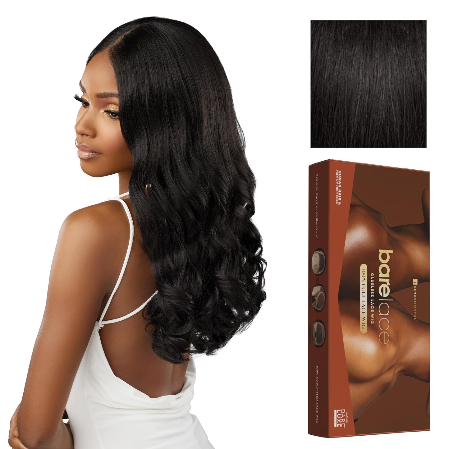 Sensationnel Bare Lace Fulllace Wig - Unit 3 Human Hair Blend All Lacefrontal Glueless Synthetic 180 Degree Preplucked Hairline