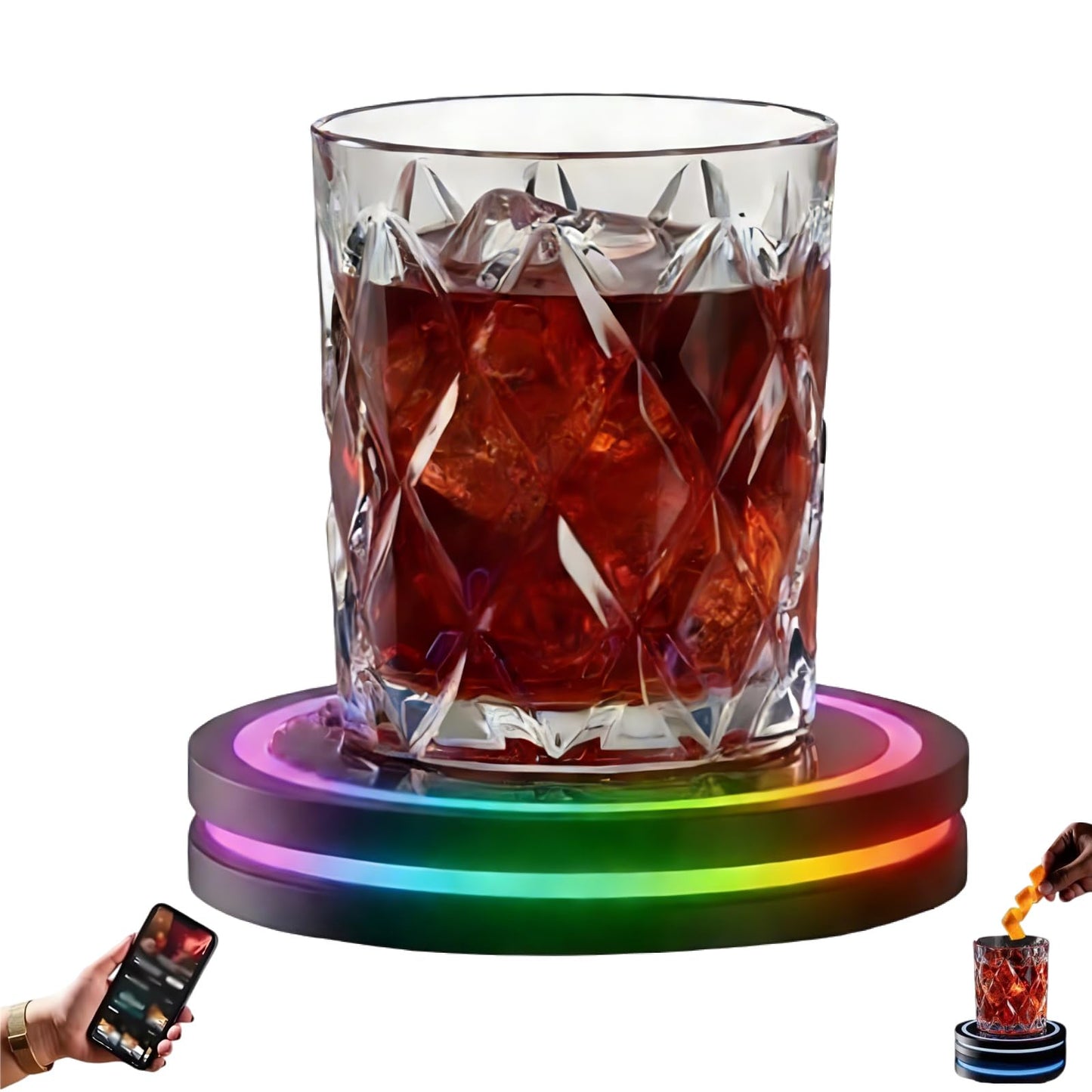 2.0 Smart Coaster Cocktail Machine, 2026 New Smart Coaster Cocktail Mixer with App, Cocktail Maker with LED and Built-in Smart Sensing Tech for Home Bar Party (Black-1PC)