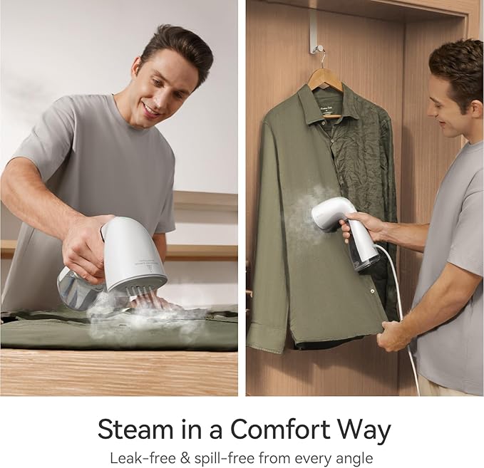 HiLIFE Upgraded Steamer for Clothes, Handheld Portable Design, 1100W Powerful Steam, 300ml Larger Tank & No Leak Tech, 30S Fast Heat-up, Quick Wrinkle Remover, Compact Size for Travel, ONLY 120V