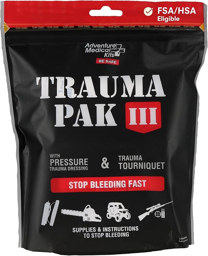 Adventure Medical Kit Trauma Pak III - Medical First Aid Kit - Emergency Trauma Kit with Trauma Bandage, Tourniquet, Traum...