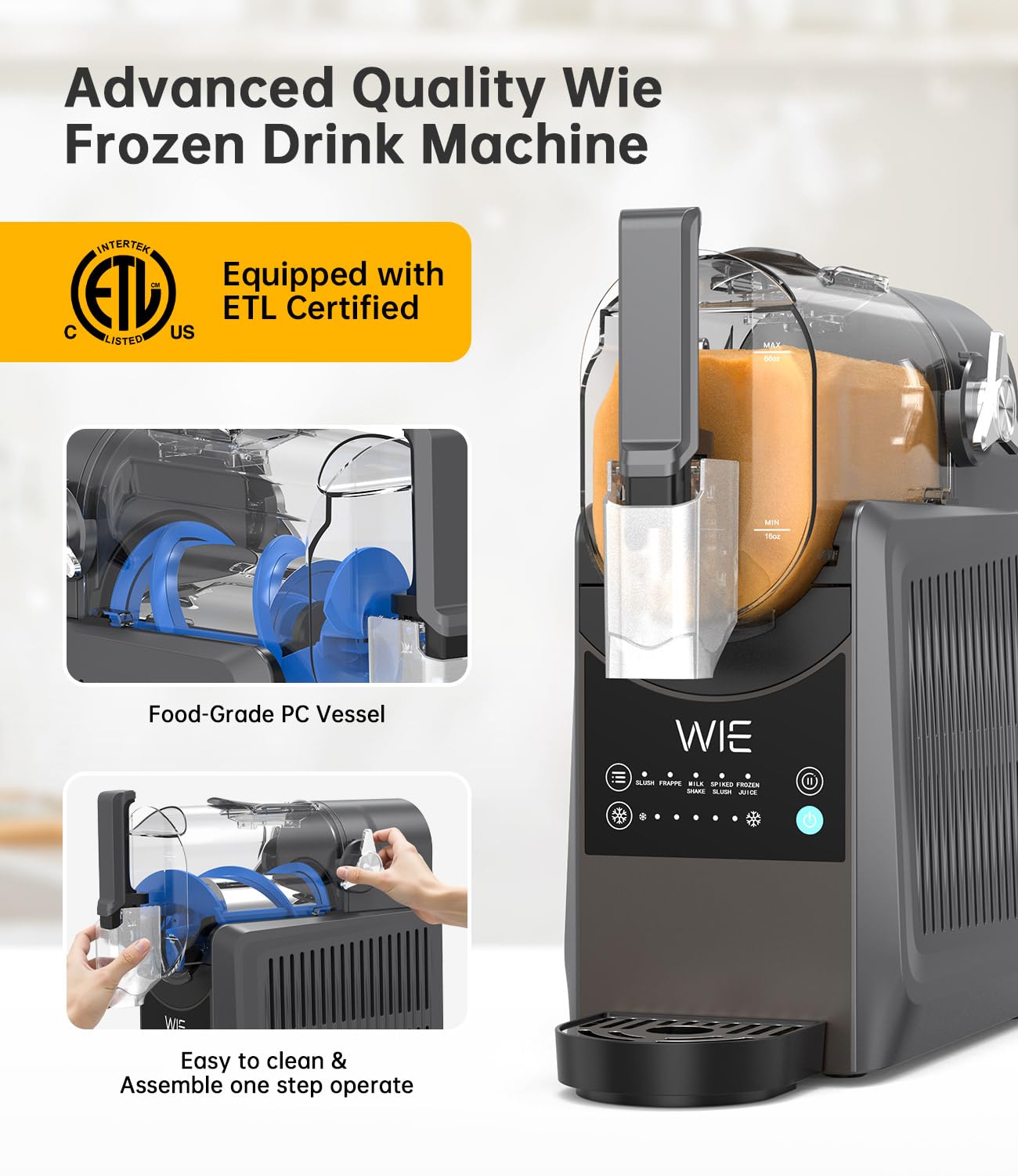 WIE Slushie Machine for Home, 88oz Slushy Machine No Ice Needed with 5 Presets, Shaved Ice Machine Self-Cleaning, Frozen Drink & Smoothie Maker Machine for Margaritas, Frappés, Cocktails & More