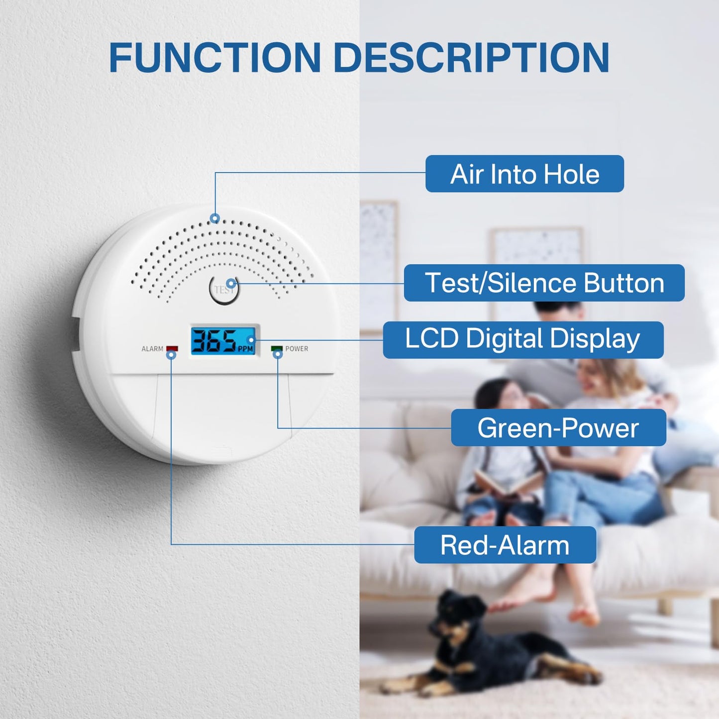 4-Pack, 2-in-1 Smoke and Carbon Monoxide Detector Combo, Battery Operated CO & Smoke Fire Alarm Carbon Monoxide Detectors with LCD Display for Home, Easy to Install