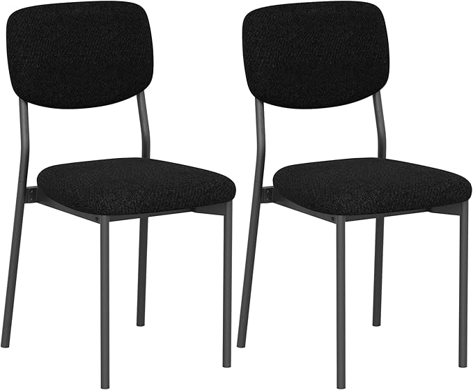 Einhomn Modern Dining Chairs Set of 2, Stackable Upholstered Dining Room Chairs, Kitchen Chairs w/Soft Velvet Backrest & Sturdy Metal Legs for Living Room, Restaurant, Black