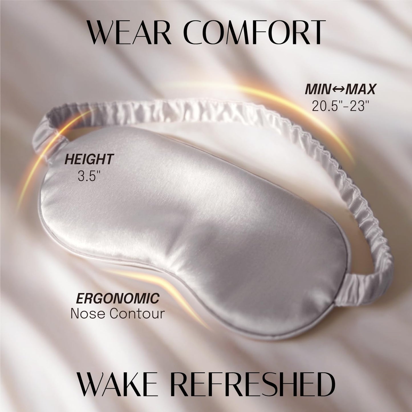 OLESILK Silk Sleep Eye Mask Blindfold with Double Layer Filling for Full Night's Sleep, Silk Wrapping Strap- Luxury Eye Cover Eyeshade for Women Men with Travel Bag and Ear Plugs, Silver