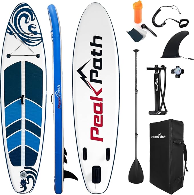 Peakpath Inflatable Stand Up Paddle Board (6’’ Thick) with Premium SUP Accessories&Bag,Bottom Fin for Paddling,Surf Contro...