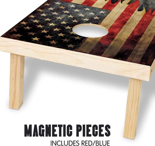 Fubgrly Solid Wood Premium Elk Cornhole Set, 4 Feet x 2 Feet Game Boards, Includes 8 Corn Hole Toss Bags, Classic Cornhole Set