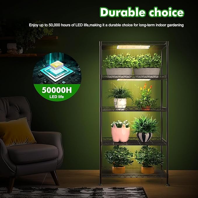 LED Grow Lights for Shelves 4pack, Grow Lights for Indoor Plants,616LEDs Full Spectrum, Grow Light for Under Cabinet Plant, Grow Lamp with 3/9/12H Timer,10 Dimmable Levels for Plant Growing