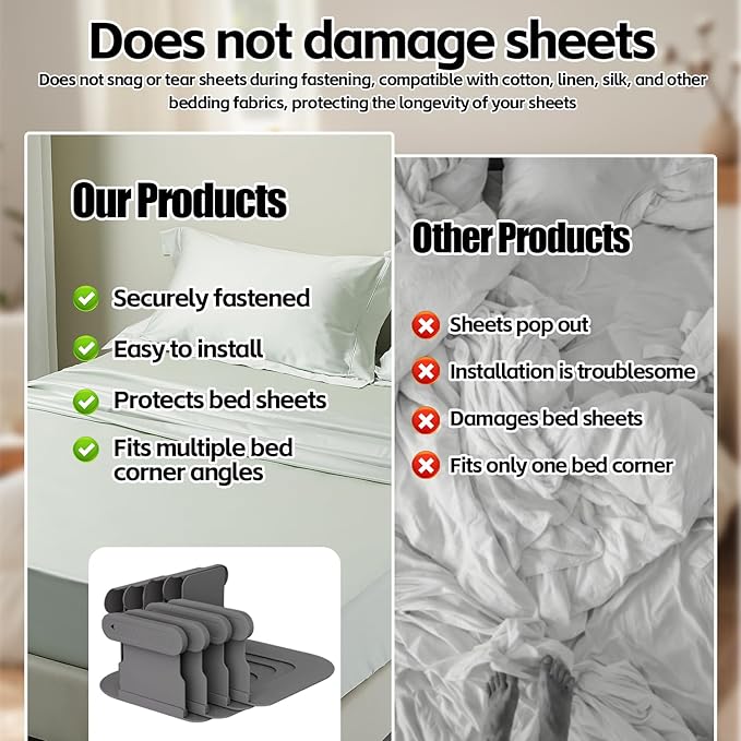 Bed Sheet Fixing - A Safe, Reusable, and Easy-to-use Bed Sheet Fastener That enables Clean and Comfortable Sleep
