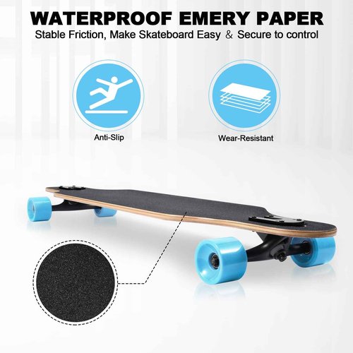 TLHB Longboard Skateboard, 41 Inch Drop Through Longboard Complete 9-Ply Nature Maple Premium Cruiser Long Board for Adults, Teens and Kids - High-Speed Bearings & T-Tool-Pink