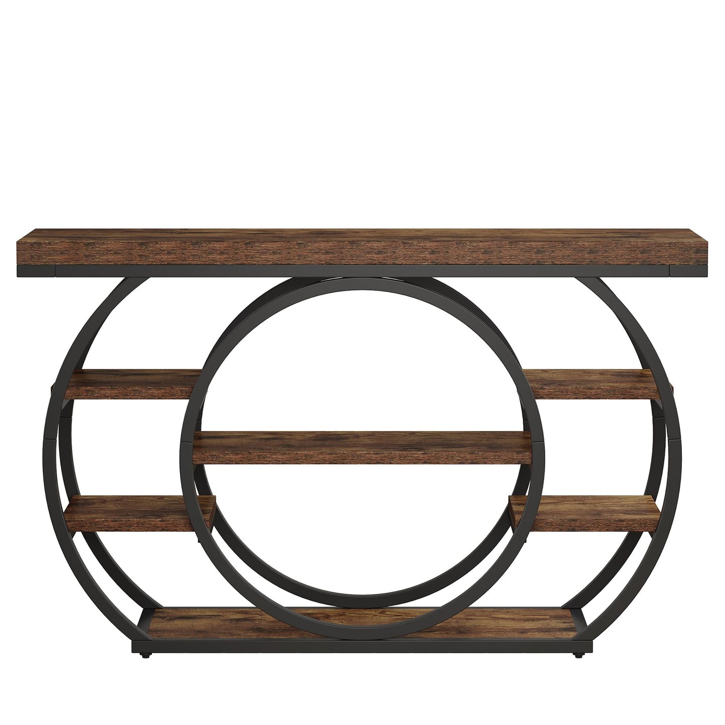 Tribesigns 47" Console Table for Living Room, 5-Tier Industrial Entryway Table with Metal Frame, Narrow Sofa Table Behind Couch Accent Tables for Entryway, Hallway, Foyer, Rustic Brown