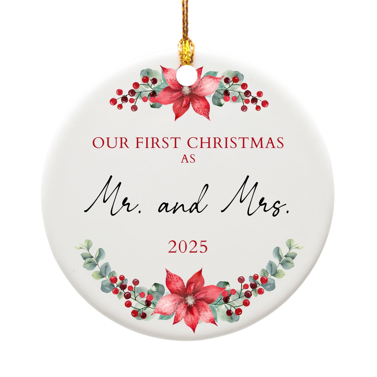 First Christmas Married Ornament 2025 Wedding Gifts for Couples, Wedding Bridal Shower Gifts for Bride, Just Married 1st Xmas Newlywed - Our First Christmas as Mr and Mrs Ornament
