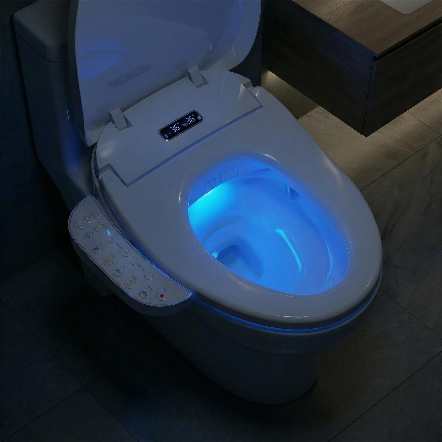 KioGro Electric Heated Bidet Toilet Seat with Touch Panel, Warm Water Wash, Self-Cleaning Nozzle, Warm Air Dryer, Deodorizer, Soft-Close Lid, LED Display & Night Light, Easy Install, Elongated