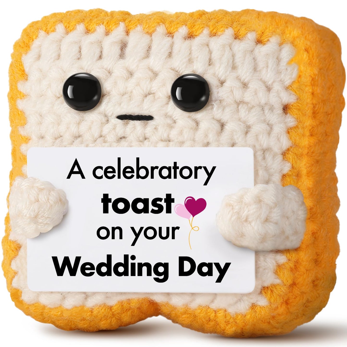 Wedding Gift for Couple, Bride and Groom - Funny Crochet Toast Keepsake - Unique Bridal Shower, Engagement Gift for Mr & Mrs - Cute Home Decor & Card Alternative