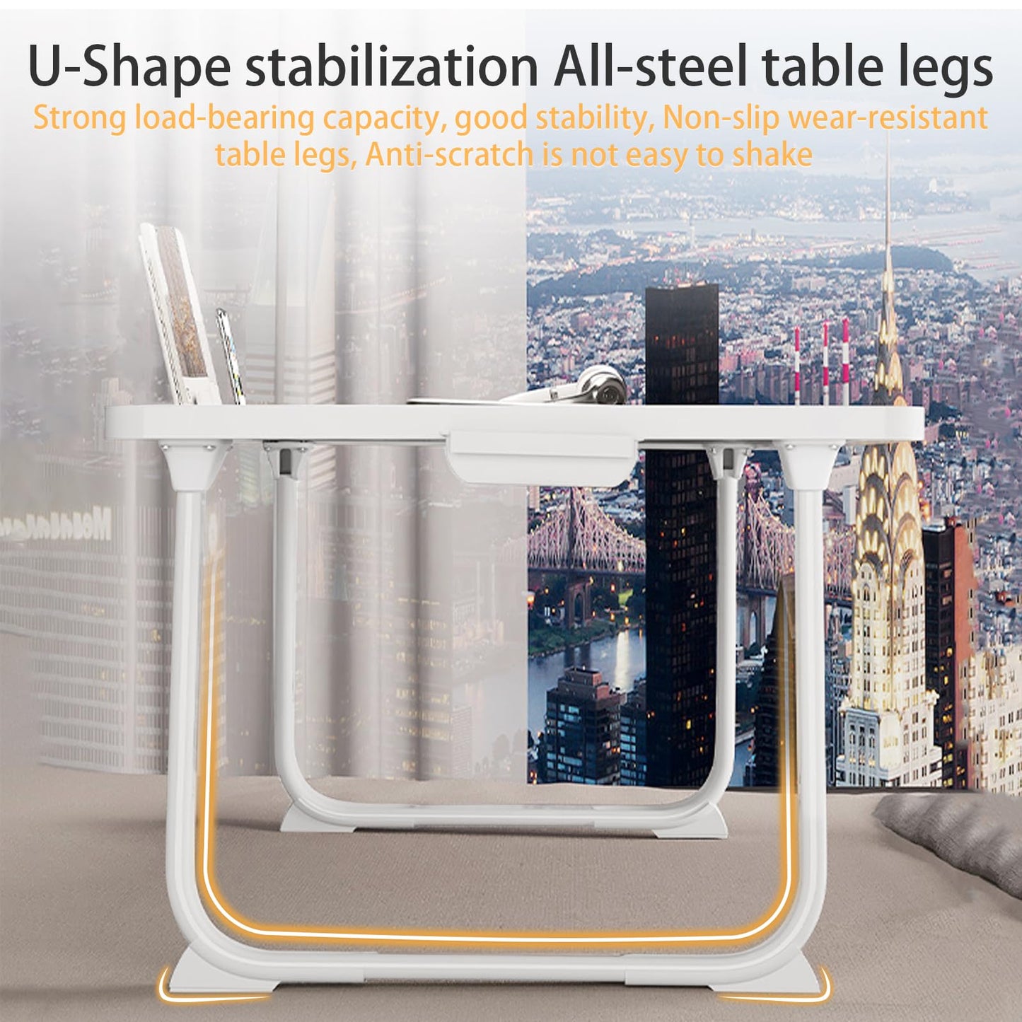 Laptop Desk for Bed, Laptop Bed Tray Table, Foldable Lap Tablet Table with Storage Drawer and Bookstand, Lap Desks Bed Trays for Sofa Couch Floor (Silver)