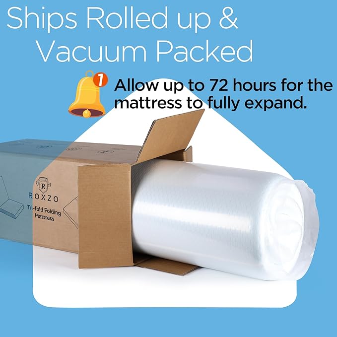 Roxzo Mattresses Toppers 3 Inches, Tri Fold Memory Foam Mattress,Ventilated Design,Removable and Washable Cover,No-Slip Design,Easy Storage,Suitable for Camping,Guest,Floor RV,Full Size 73"x52"x3"