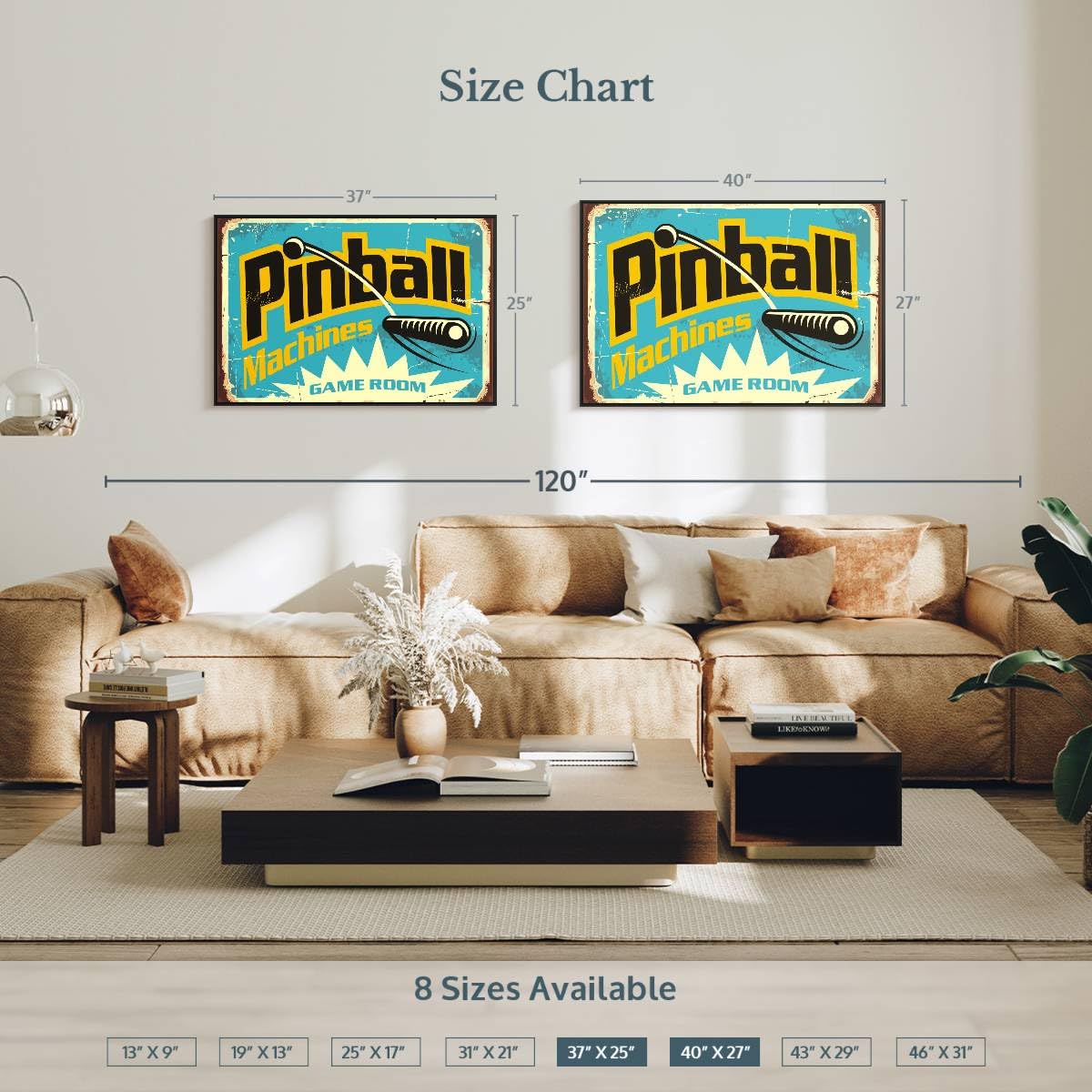 ElephantStock Pinball Machine Game Room Wall Art - Horizontal Floating Framed Canvas - 1-Piece Living Room Wall Decor - Retro Digital Art Canvas Print - Turquoise and Black Decor for Wall - 40" X 27"