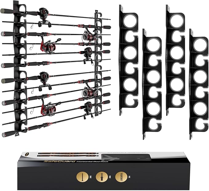 KastKing SafeGuard Fishing Rod Holder for Garage, Wall or Ceiling Mounted Fishing Rod Rack Storage Organizer, Fishing Pole...