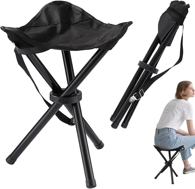 Travel Folding Camping Stool, 14.6 inches Lightweight Outdoor Tripod Chair and Maximum weight 260 lbs Portable Party Chair...