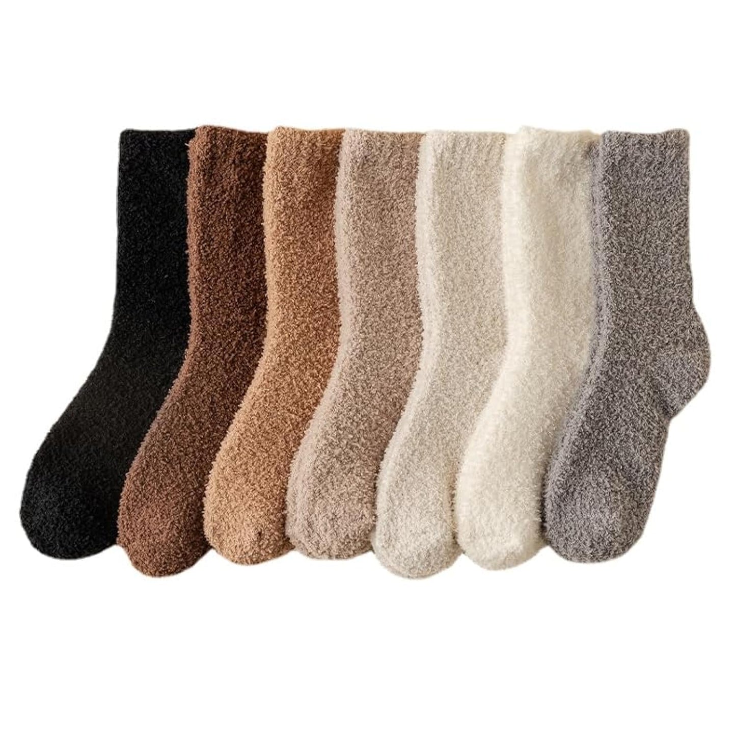 Kelabia Women Fuzzy Warm Fluffy Thick Slipper Aesthetic Fleece Long Socks (7 Pair, Onesize)