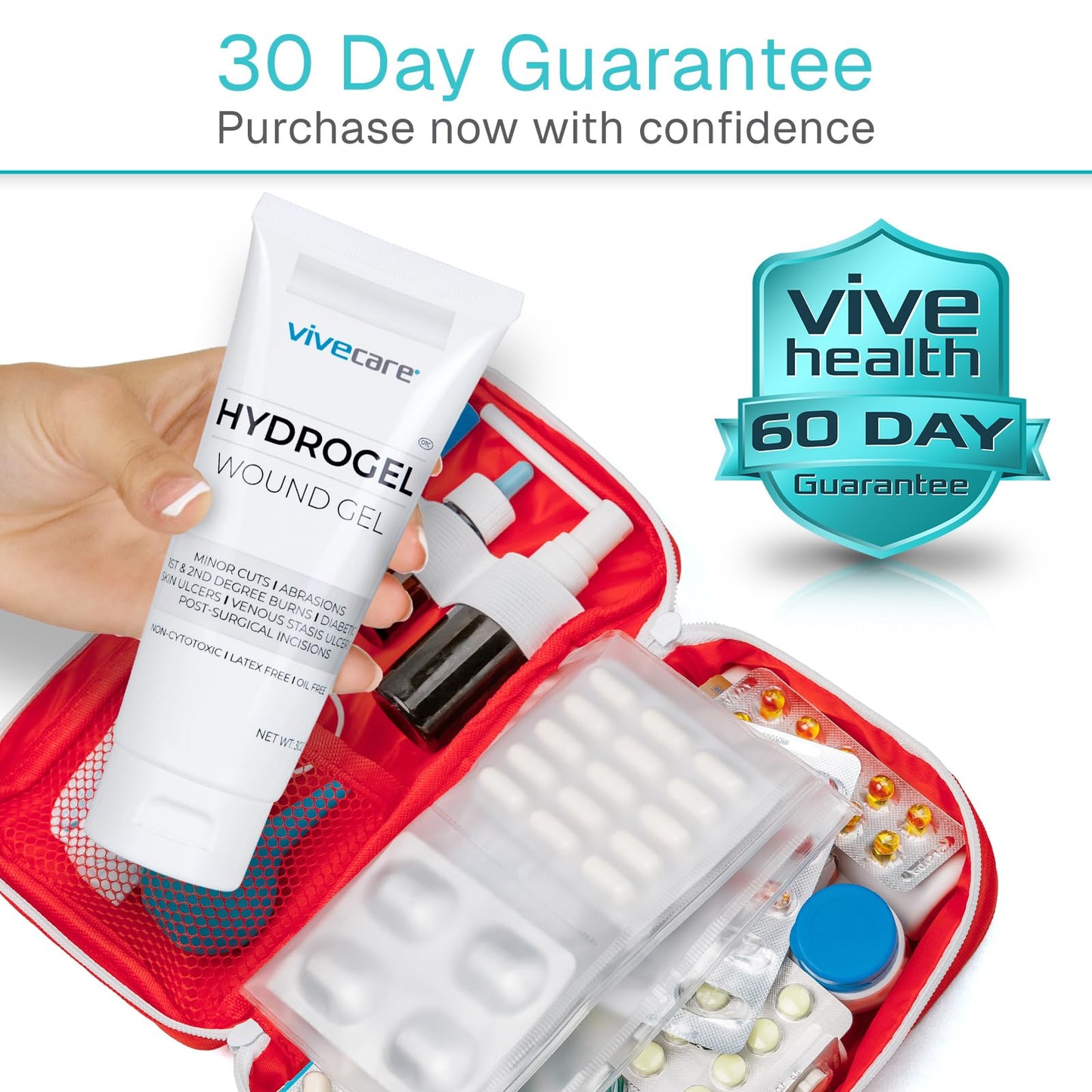 ViveCare Hydrogel Wound Dressing (3 Oz Tube) - First Aid Healing Gel for Burns, Diabetic Ulcers, Cuts, Surgical Incisions, Debridement, Open Wounds - Soothing Skin Repair Cream Ointment (1)