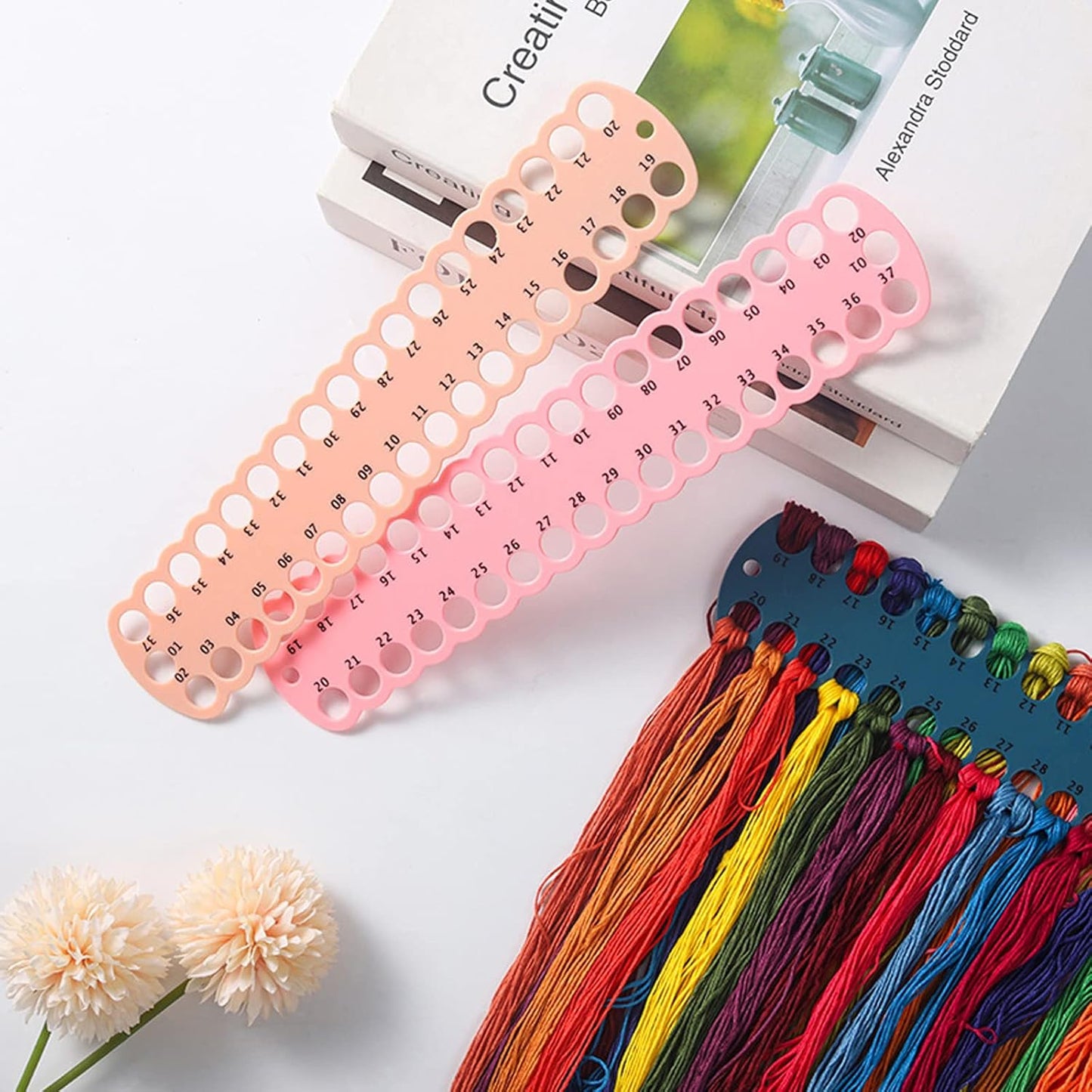 6 pcs Embroidery Floss Organizer,6 Color Plastic Floss Bobbin, Cross Stitch Thread Holder Storage Tool,Floss Organizer Embroidery Shelf (Multicolor)