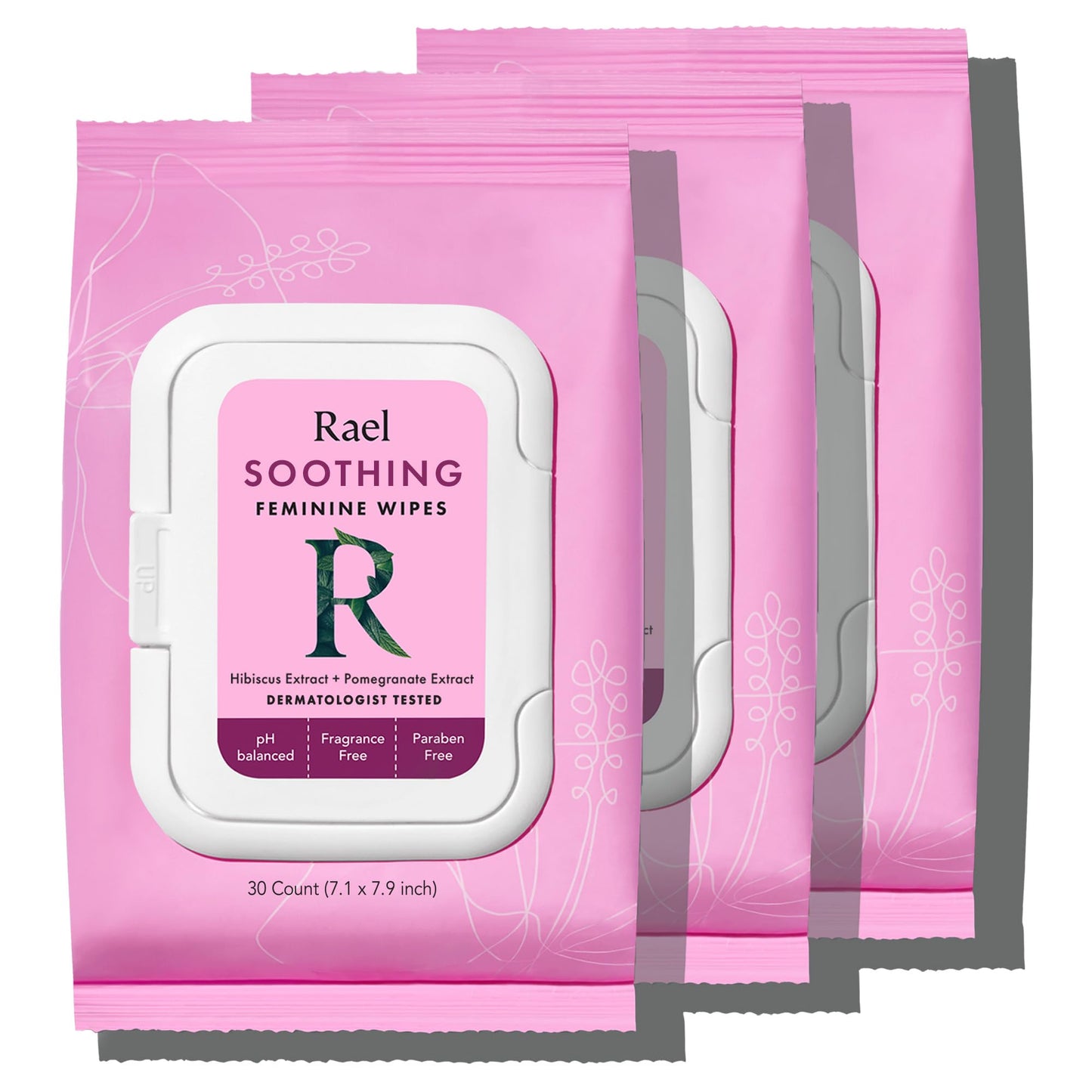 Rael Feminine Wipes, Soothing Wipes for Women - pH Balance, Clean Ingredients (30 Count, Pack of 3)